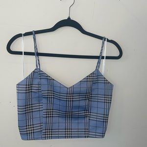 Spaghetti Strap Plaid Crop Top
